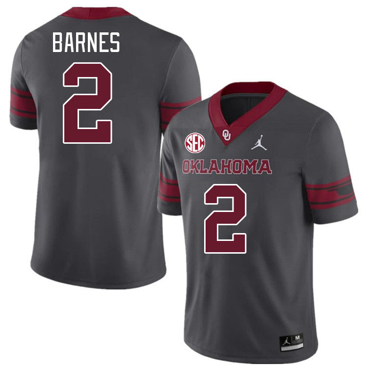 #2 Jovantae Barnes Oklahoma Sooners 2024 SEC Conference College Football Jerseys-Charcoal